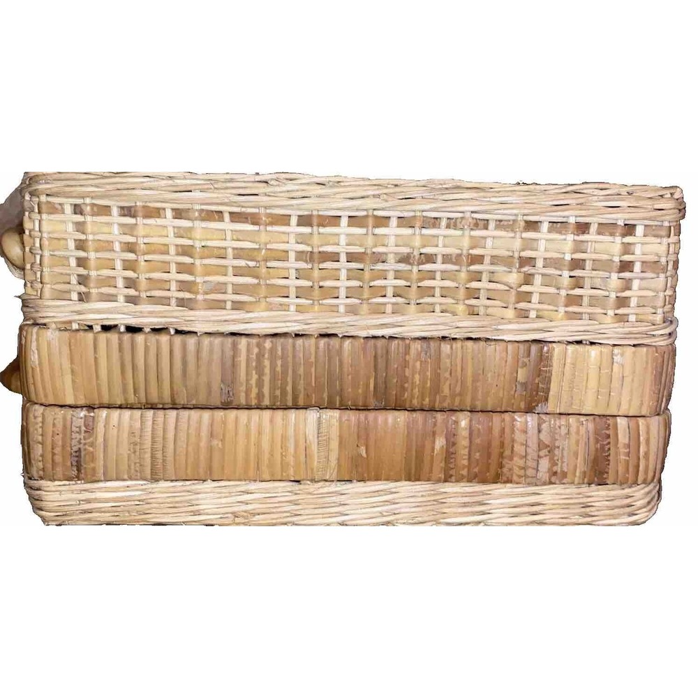 Vintage Picnic Basket Woven Rattan Wicker Lid Hinge Closure Countrycore - Picture 2 of 11